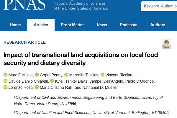 Article Review | Impact of Transnational Land Acquisitions on Local Food Security and Dietary Diversity by Müller et al. (2021)